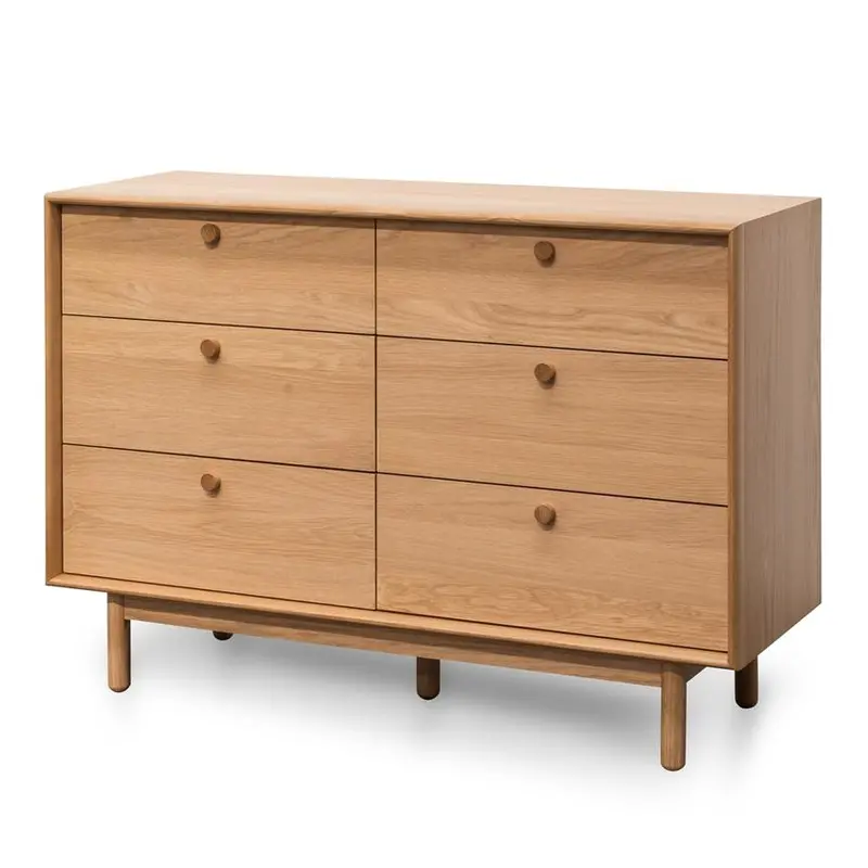 Wide Oak 6-Drawer Chest 1