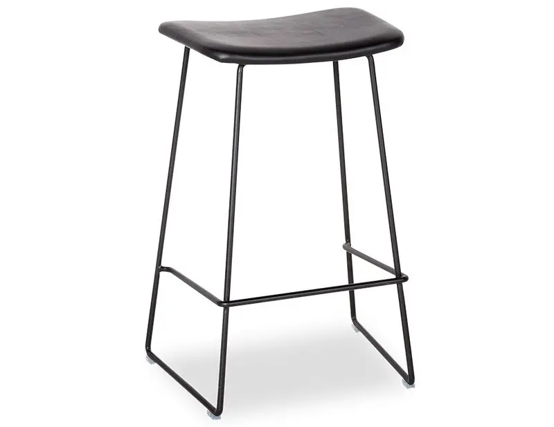 Winnie Leather Stool – Black Finish 1