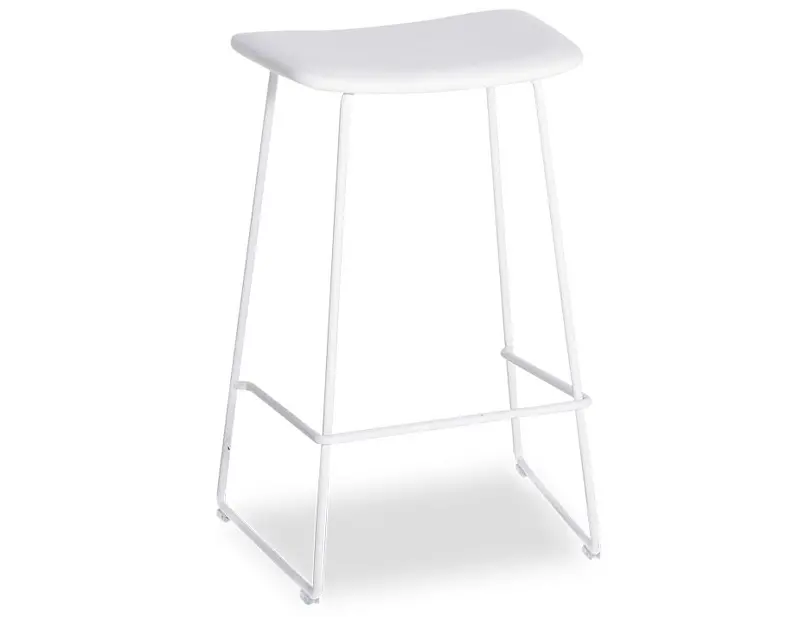Winnie Leather Stool – White Finish 1