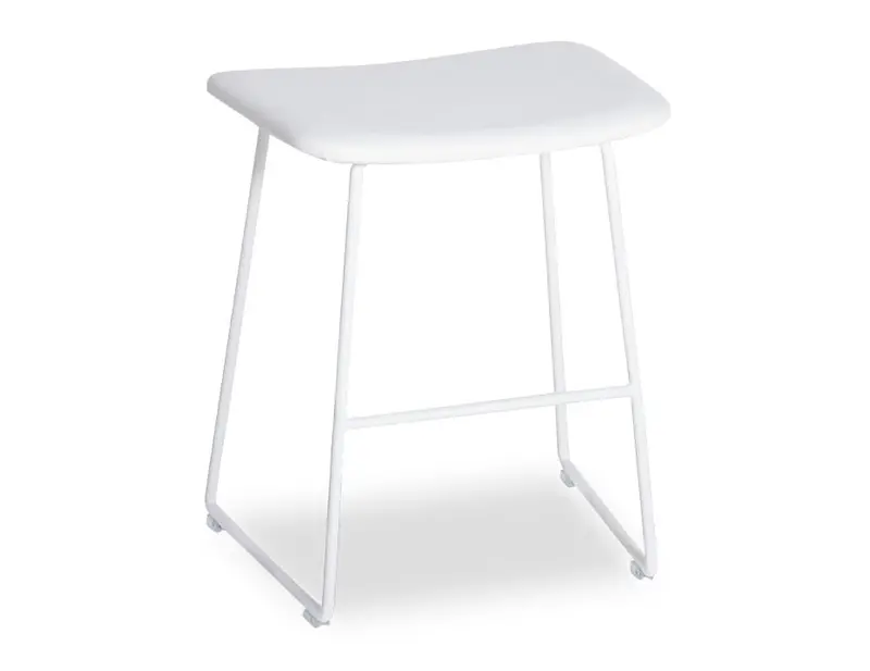 Winnie Low-Profile Stool – White Leather Finish 1