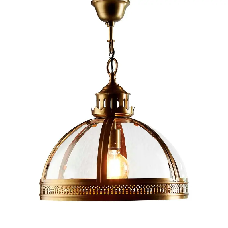 Winston Glass Dome Pendant In Antique Brass 1