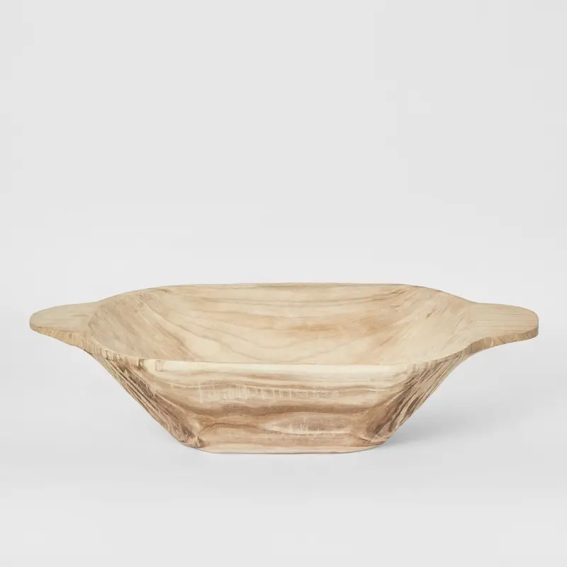 Wooden Dough Bowl With Carry Handles – Set Of 2 Traditional Rising Buckets 1