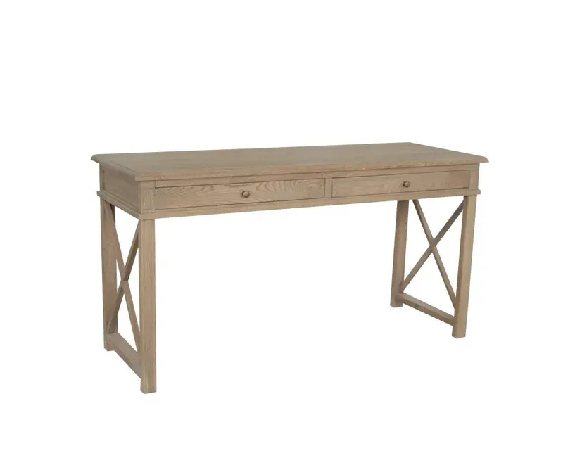 X-Brace Desk – Weathered Oak Top With Industrial Steel Legs 1