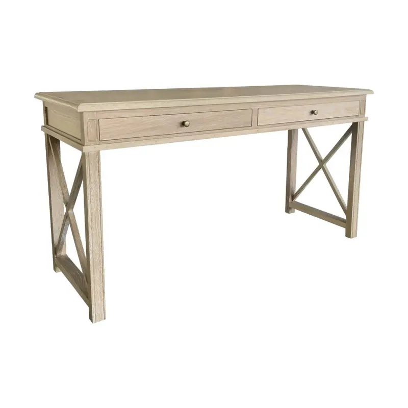 X-Brace Whitewashed Oak Desk – Rustic Modern Style 1