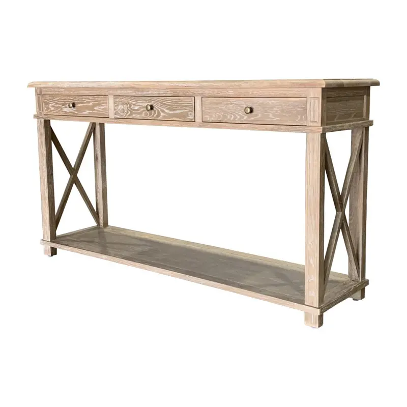 X-Frame Burnt Oak Console Table For Contemporary Spaces 1