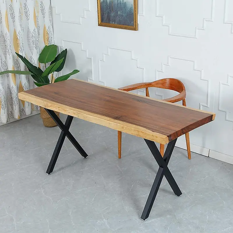 X-Frame Table Legs – Industrial-Style Welded Steel Bench Or Desk Base (Black) 1