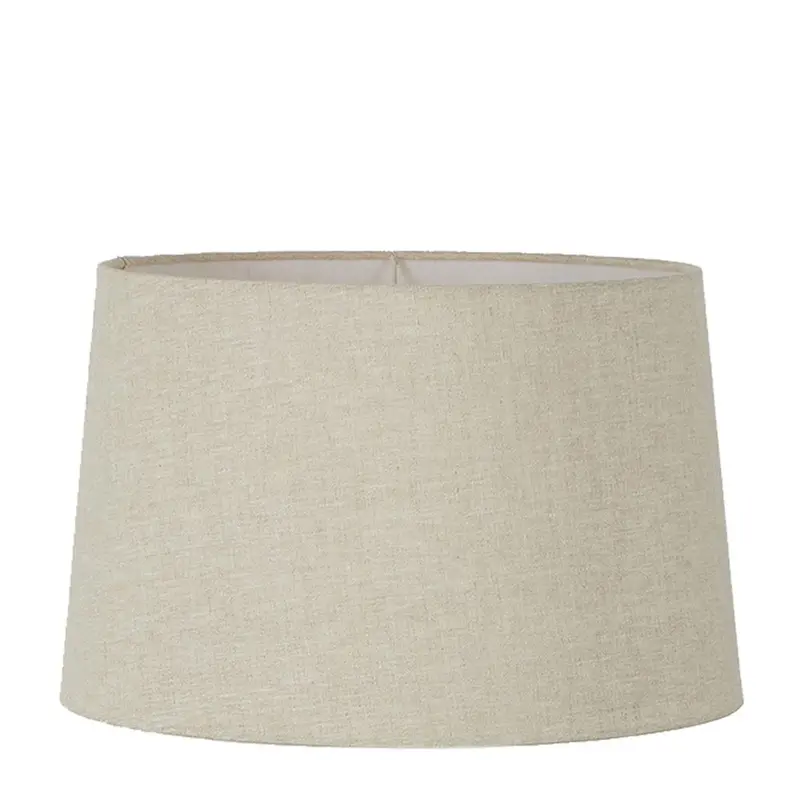 Xl Drum-Shaped Linen Lamp Shade In Light Natural Tone – E27 Compatible 1