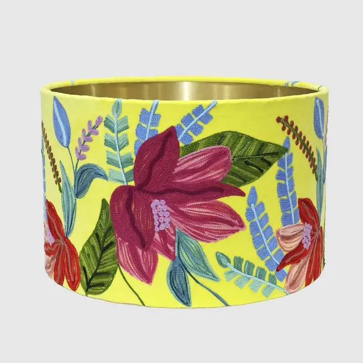 Yellow Drum Lamp Shade – 40Cm X 25Cm Tropical Accent 1