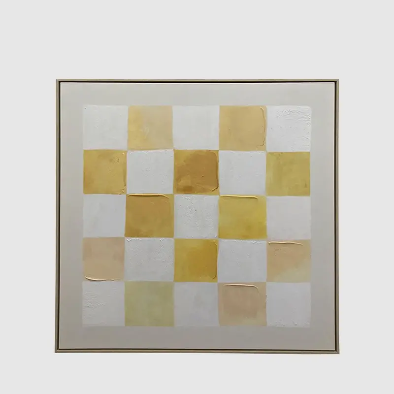 Yellow Geometric Textured Canvas Print – 100X100Cm 1