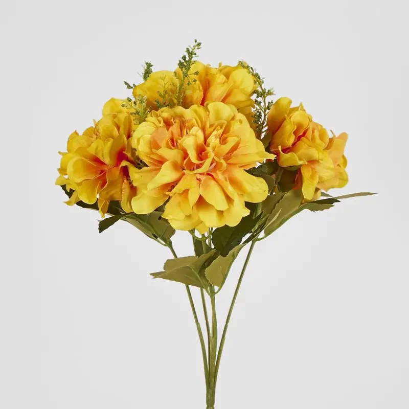 Yellow Marigold Bush – 5-Head Artificial Floral Arrangement 1