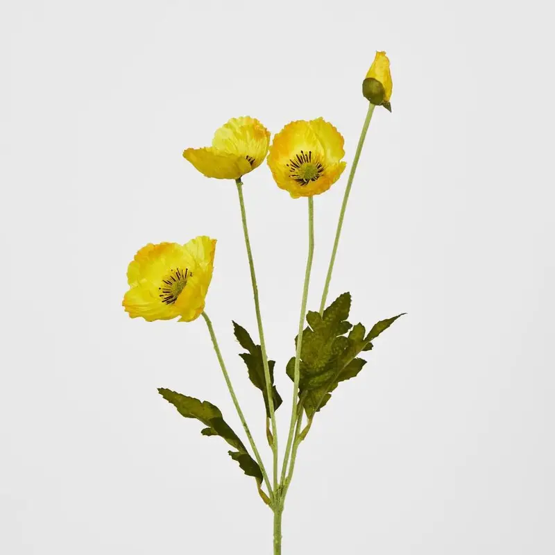 Yellow Mini Poppy Spray – Compact Artificial Wildflower 1