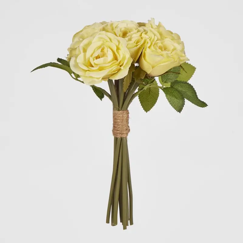 Yellow Rose Bouquet – 9-Flower Artificial Arrangement 1