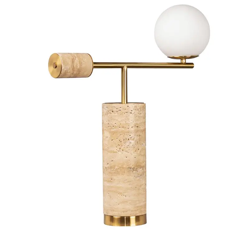 Zamora Travertine Table Lamp – Natural Stone Base With Neutral Finish 1